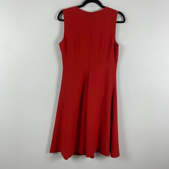 Ann Taylor Fit & Flare Dress Size 4 Red Sleeveless Knee Length - Picture 2 of 10